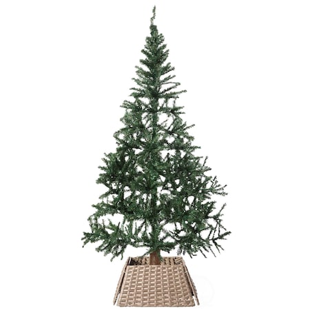 Gardenised Foldable Christmas Tree Skirt Collar Basket, Ring Base Stand Cover, Rattan Plastic, Grey QI004155.GY